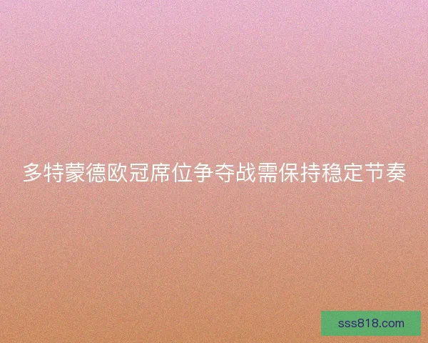 多特蒙德欧冠席位争夺战需保持稳定节奏